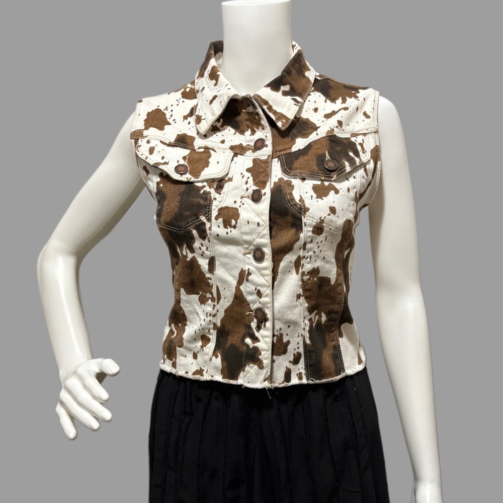 Judy Blue Brown and Cream Button-Up Vest